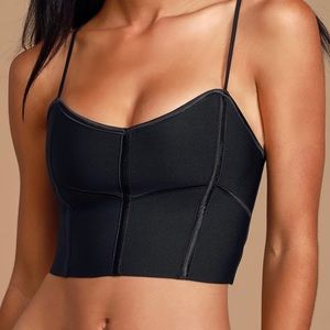NWT Lulu’s Bradyn Black Bustier Crop Top